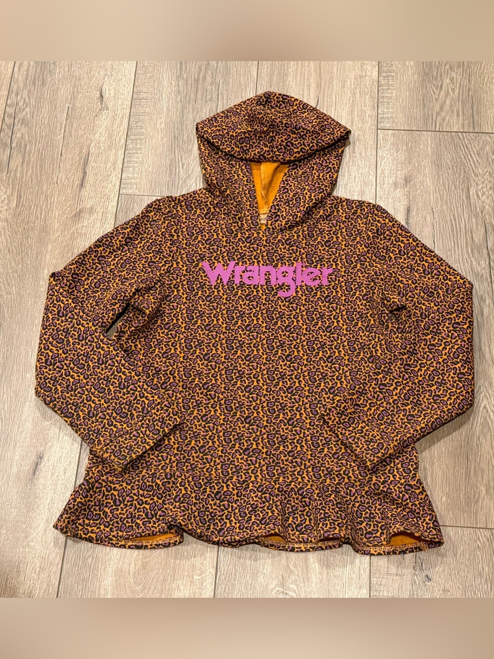 Wrangler Girls' Leopard Print Hooded Jacket youth large New